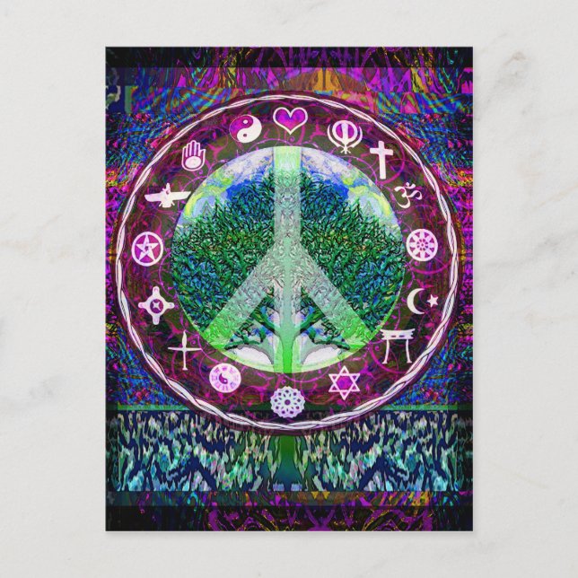 Carte Postale Religions Mondiales Paix Arbre de Vie Mandala (Devant)