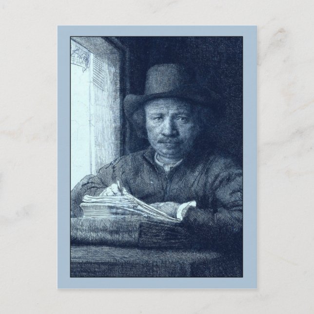 Carte Postale Rembrandt Dessin à une fenêtre (Devant)