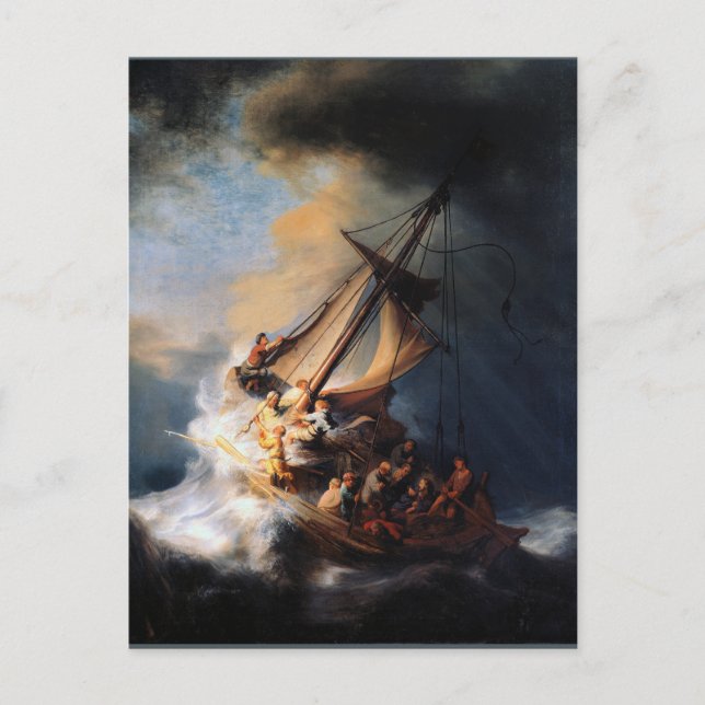 Carte Postale Rembrandt - La tempête de la mer de Galilée (Devant)
