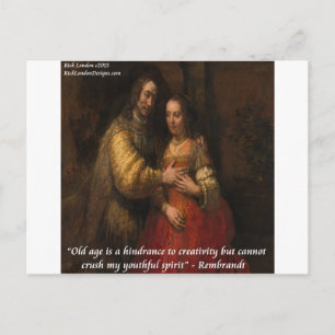 Carte Postale Rembrandt "L'épouse juive" & Citation de la vieill
