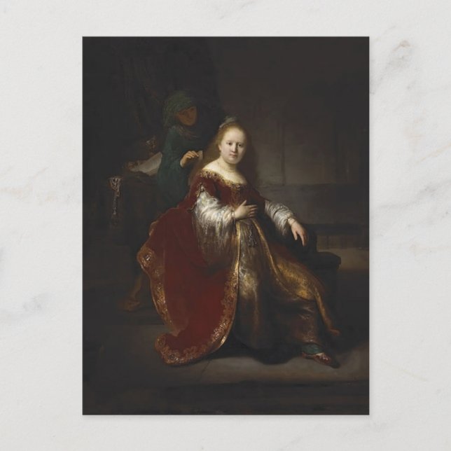 Carte Postale Rembrandt : Une jeune femme aux toilettes (Devant)