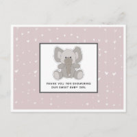 Remerciement Baby Shower Éléphant Bébé Cœurs en Fi