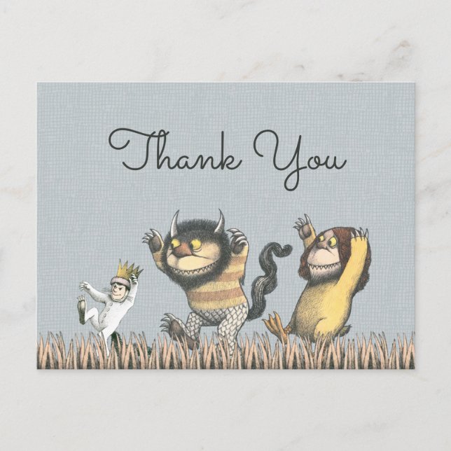 Carte Postale Remerciement Baby Shower « Où sont les monstres ?  (Devant)