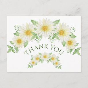 Carte Postale Remerciement budget aquarelle marguerites blanches