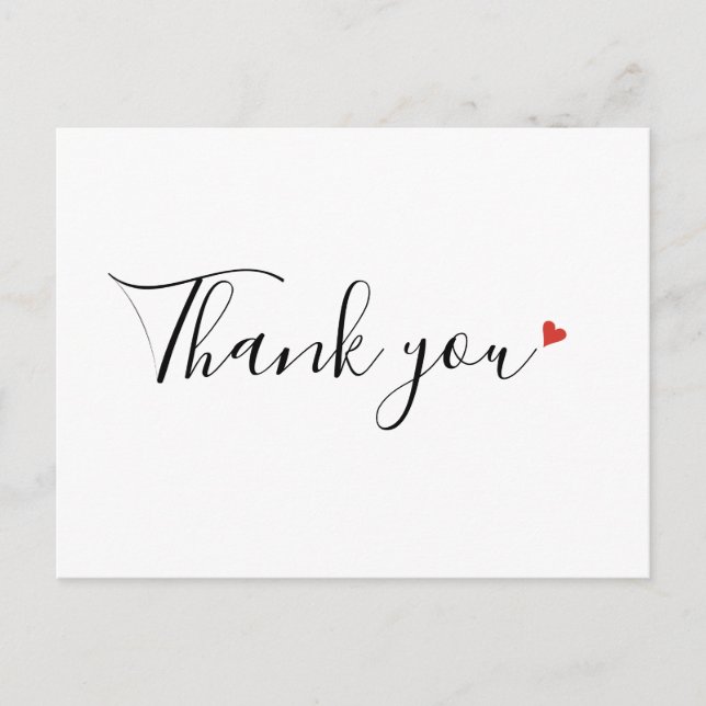 Carte Postale Remerciement Commercial de Script Simple (Devant)