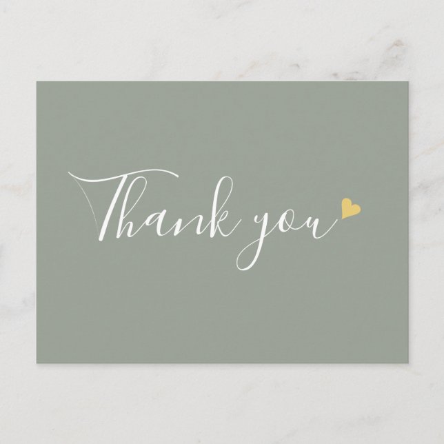 Carte Postale Remerciement d'affaires de style Sage Green Gold H (Devant)