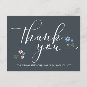 Carte Postale Remerciement de Baby Shower de Calligraphie Modern