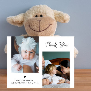 Carte Postale Remerciement de Baby Shower photo Minimaliste Mode