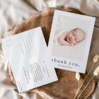 Remerciement de bébé photo avec nom moderne
