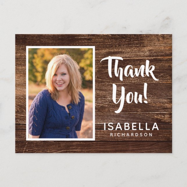 Carte Postale Remerciement de diplôme | Bois rustique (Devant)