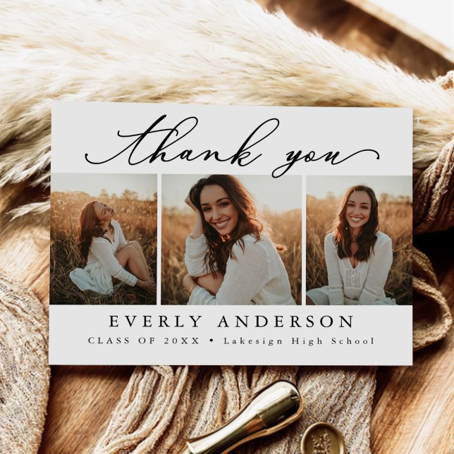 Carte Postale Remerciement de fin d'études de photo de script mo (Créateur téléchargé)