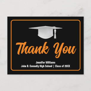 Carte Postale Remerciement de fin d'études personnalisé Orange N