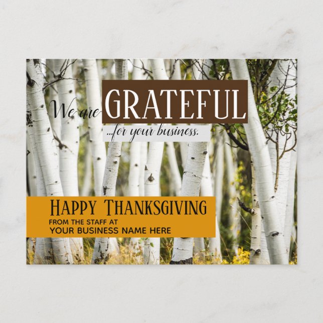 Carte Postale Remerciement de la fête des affaires de Thanksgivi (Devant)