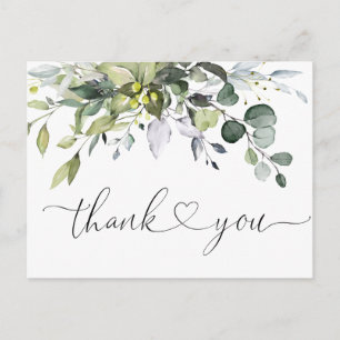 Carte Postale Remerciement de mariage à la gouache Eucalyptus Ve