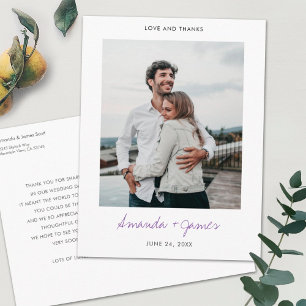 Carte Postale Remerciement de mariage avec photo simple moderne