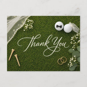 Carte Postale Remerciement de mariage de golf écrit à la main su