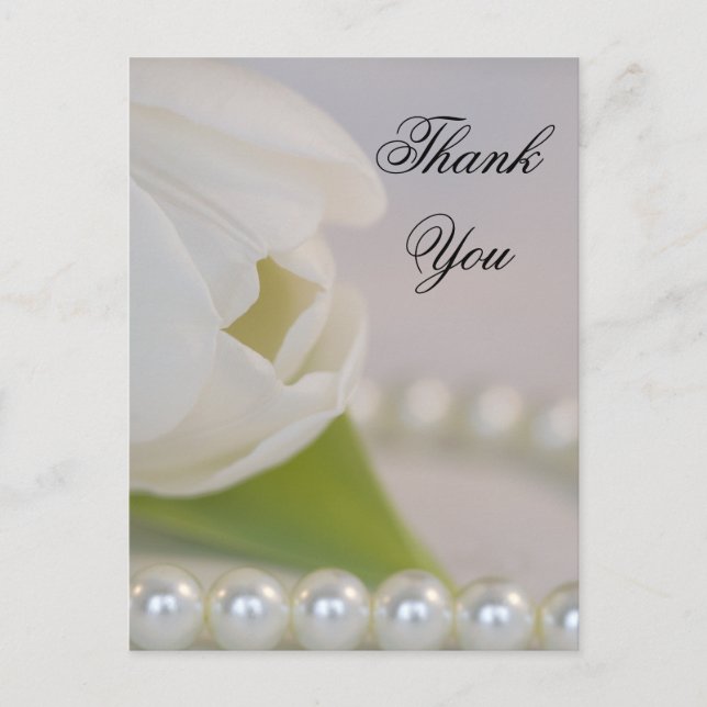 Carte Postale Remerciement de mariage de printemps Tulipe blanch (Devant)