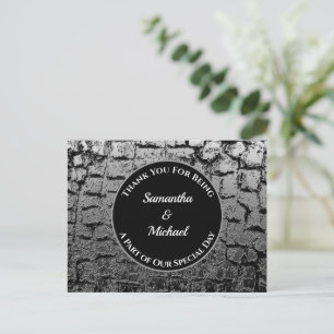 Carte Postale Remerciement de mariage élégant argent craquelé po