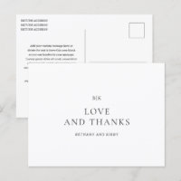 Remerciement de mariage élégant noir et blanc clas