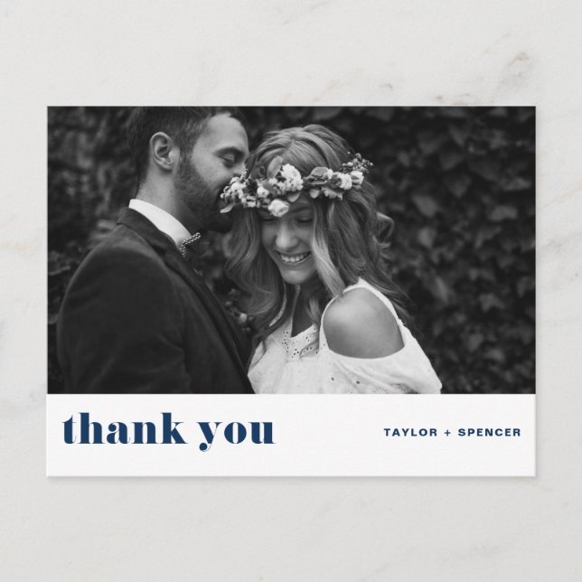 Carte Postale Remerciement de mariage en typographie gras rétro  (Devant)