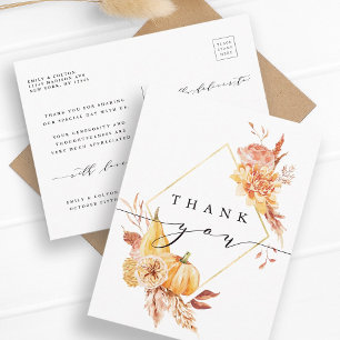 Carte Postale Remerciement de mariage floral automnal rustique 