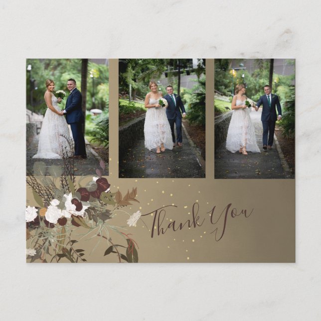 Carte Postale Remerciement de mariage floral rustique Photo  (Devant)