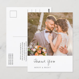 Carte Postale Remerciement de mariage moderne photo minimaliste