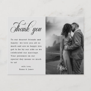 Carte Postale Remerciement de mariage personnalisé avec photo mi