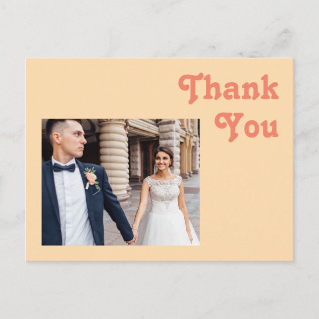 Carte Postale Remerciement de mariage photo crème orange rétro m (Devant)