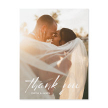 Remerciement de mariage photo de style minimal mod