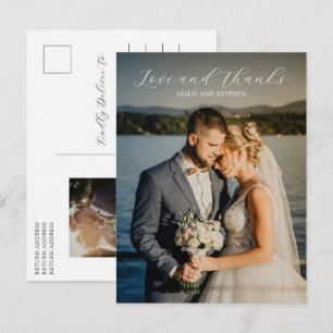 Carte Postale Remerciement de mariage photo noir et blanc intemp