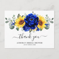 Remerciement de mariage Royal Blue Sunflower Brida