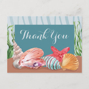 Carte Postale Remerciement de mariage sur la plage coquillage na