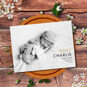 Carte Postale Remerciement de naissance de bébé photo élégant