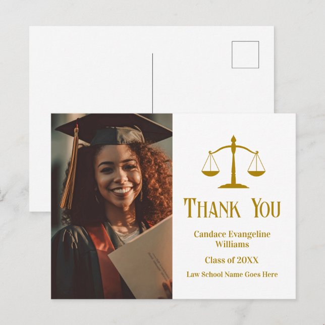 Carte Postale Remerciement de photo de fin d'études à la faculté (Devant / Derrière)