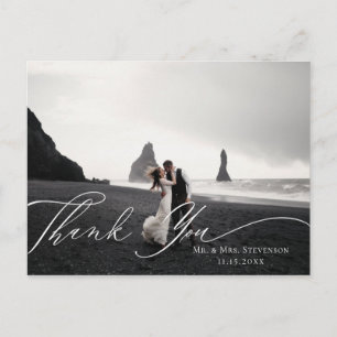 Carte Postale Remerciement de photo de mariage en calligraphie é