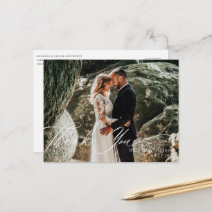 Carte Postale Remerciement de photo de mariage en calligraphie é