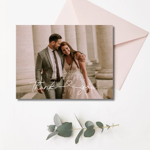 Carte Postale Remerciement de photo de mariage en écriture
