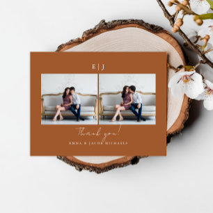 Carte Postale Remerciement de photo de mariage en terre cuite à