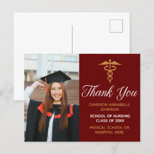 Carte Postale Remerciement de photo de remise des diplômes en or