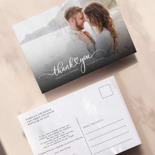Carte Postale Remerciement de photo de script manuscrit moderne
