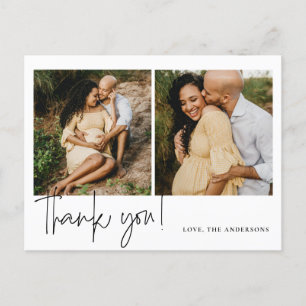 Carte Postale Remerciement élégant pour Baby Shower Calligraphie