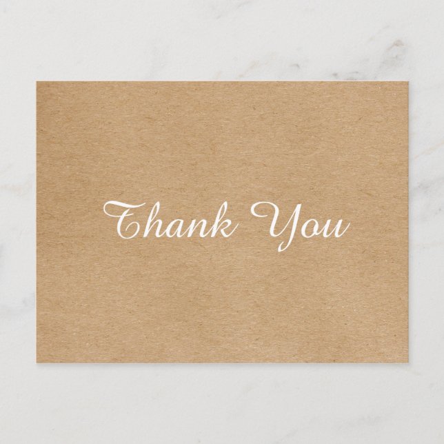 Carte Postale Remerciement Entreprise Simple Kraft Rustique (Devant)