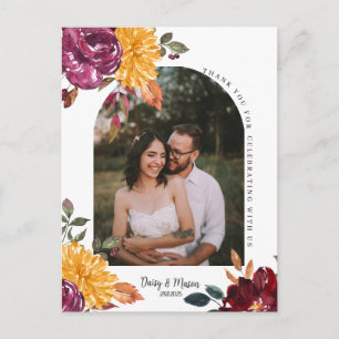 Carte Postale Remerciement floral automnal avec une floraison à 