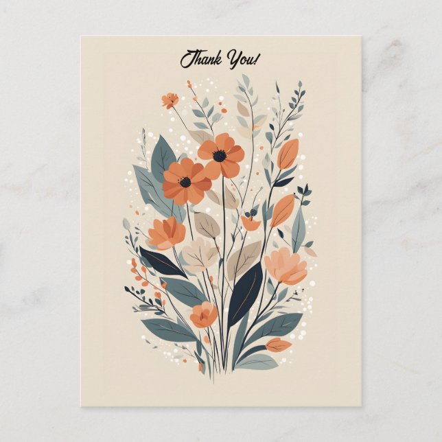 Carte Postale Remerciement Floral Boho Abstrait (Devant)