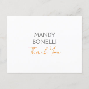 Carte Postale Remerciement Personnalisé Minimaliste Moderne