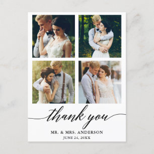 Carte Postale Remerciement photo de mariage avec calligraphie mo