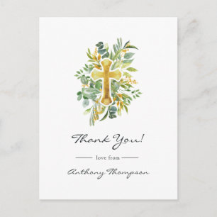 Carte Postale Remerciement pour baptême ou christening de verdur