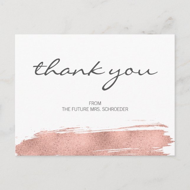 Carte postale Remerciement rose Gold Brushstroke F (Devant)