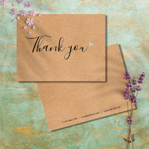Carte Postale Remerciement simple d'affaires de script de Kraft